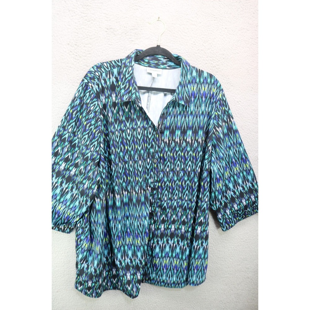 Catherine's 3/4 Wide Sleeves Button-Up Blouse-3X-Silky-Office-Business